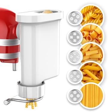 Imagem de Acessório de massa para batedeira KitchenAid, acessórios de massa gourmet para batedeira Kitchenaid com 5 pratos para espaguete, bucatini, fusilli, macarrão, acessório para máquina de macarrão da