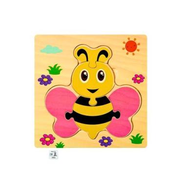 Imagem de Quebra Cabeca MDF Mini 6 Pecas Toymix Abelha 15x15x0,3cm Brinquedo Edu