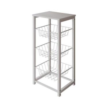 Imagem de Fruteira De Chão Cozinha Desmontada Aço Branco Tampo Branco Madri Cor: