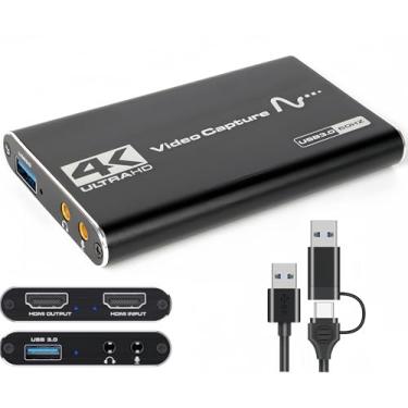 Imagem de Placa de captura HDMI para streaming, placa de captura de vídeo HDMI 4K, placa de captura HDMI 1080p 60fps para USB3.0 com microfone, para jogos/transmissão ao vivo/videoconferência, funciona para
