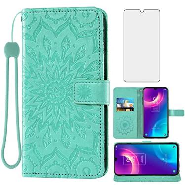 Imagem de Asuwish Capa de telefone para Alcatel TCL 30Z (T602DL)/TCL 30 LE Capa carteira com protetor de tela de vidro temperado capa flip fina suporte para cartão acessórios de celular TCL30 30 Z 30LE feminino
