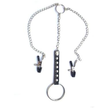 Imagem de Prendedor De Mamilos Masculino Com Corrente E Anel Peniano Acessório Erótico Conjunto Erótico SA007