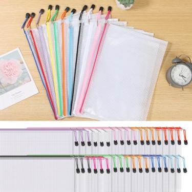 Imagem de Bolsa de malha com zíper de 24/36 peças, bolsa de arquivo com zíper para brinquedos, quebra-cabeça, jogos de tabuleiro, impermeável, grande capacidade, translúcida, A4, bolsa com zíper para escola