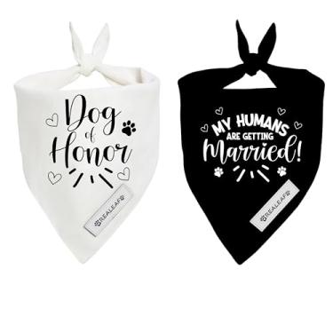 Imagem de Realeaf Bandana My Humans are Getting Married Dog of Honor, roupa de casamento para meninos e meninas, tecido durável premium, anúncio de noivado para cães grandes e GG (GG)