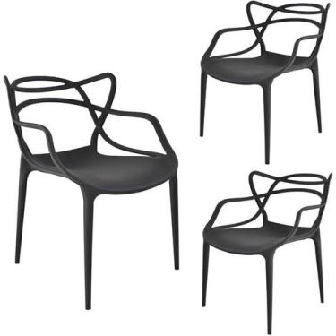 Imagem de Kit tres cadeiras allegra preto - AJ