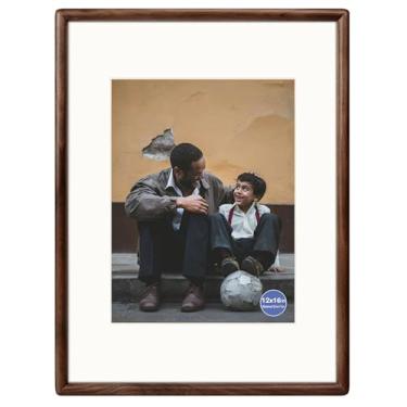 Imagem de XKIILH Porta-retrato de 30 x 40 cm, nogueira, madeira maciça, vertical, horizontal, para exibição de foto 21 x 30 cm com tapete ou 30 x 40 cm sem tapete, para mesa, mesa, parede, galeria de documentos