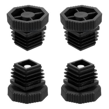 Imagem de DTGN Pés niveladores ajustáveis de 25 x 25 mm (CxL) - 4 conjuntos - Bom para móveis - Kit de inserção quadrada para móveis - Preto