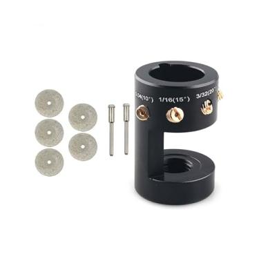 Imagem de Ferramenta de cabeça de apontador de eletrodo de tungstênio TIG, ferramenta de soldagem TIG de alumínio com slot de corte, multiângulo e deslocamento, rodas duplas de diamante de 5 x 25 mm, 2 bielas