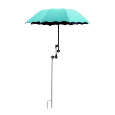 Imagem de Fenteer Guarda-Sol para Plantas e Cadeiras de Praia Multiuso com Braçadeira Universal e Proteção Solar em 37,40 Polegadas, Lago Azul