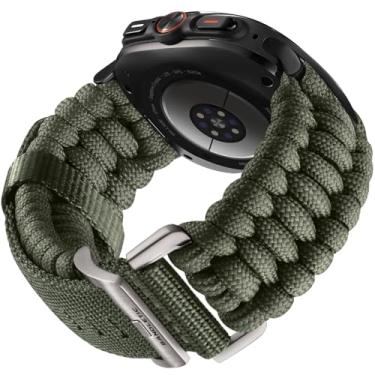 Imagem de Bandletic Pulseira masculina robusta paracord compatível com Samsung Galaxy Ultra Watch de 47 mm 2025 2024, trançada, feita à mão, tática, sobrevivência, militar, pulseira, média, fivela de titânio