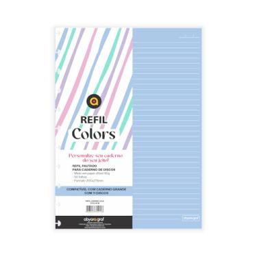 Imagem de Refil de folhas Azul para Caderno de Discos Grande com 50 folhas com 11 furos abyara graf compatível com Caderno Inteligente