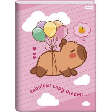 Imagem de Jandaia - Kit 2 Cadernos Brochura Univ. CD 80 Fls Capyvibes Fundo Verde e Rosa FSC