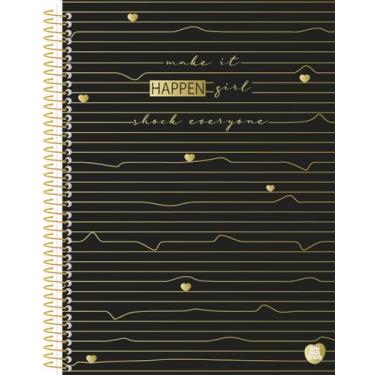 Imagem de Caderno Universitário Animativa, 15 matérias, Capa dura - Glitter, 240 folhas, Happen, Pacote com 2