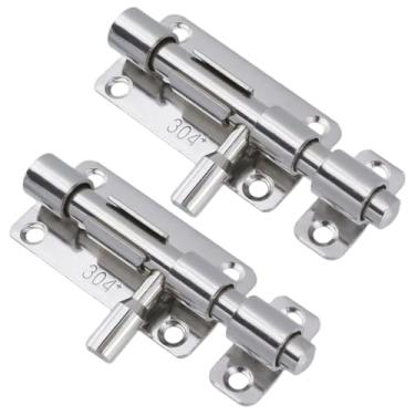 Imagem de Chinflly Trava de portão, trava de barril deslizante de 10 cm, fechadura de porta resistente engrossada de aço inoxidável para janelas de galpão, portas de armários, cerca externa, cerca de madeira