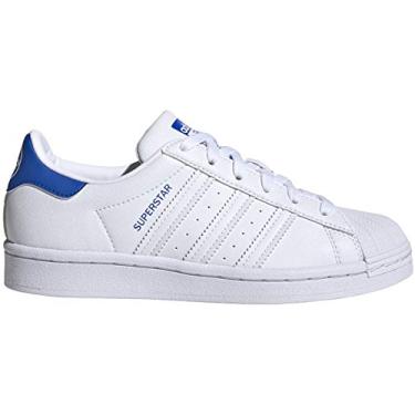 Imagem de adidas Originals Tênis infantil Superstar unissex, Núcleo branco/azul, 6 Big Kid