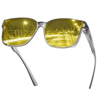 Imagem de DUCO Óculos femininos para dirigir noturnos, óculos de visão noturna, leve, armação TR90, lente antirreflexo, Lente de visão noturna com armação cinza transparente B, common