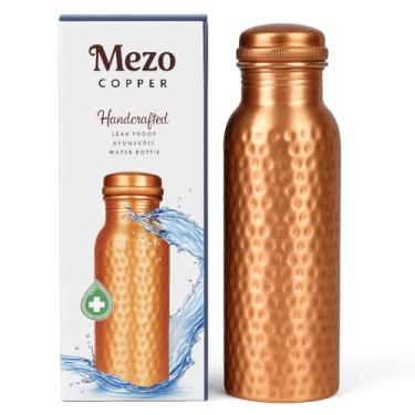 Imagem de VNPL Garrafa de água martelada – 100% cobre, benefícios ayurvédicos, tampa à prova de vazamento, 950 ml | Feito à mão para saúde, ioga, escritório e viagem (martelado)