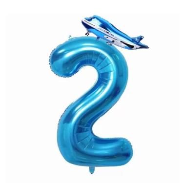Imagem de 40inch Numbers Airplane Balloon 2 Blue，Airplane 2nd Birthday Party Balloons，Airplane Balloons for 2nd Birthday，Kids Airplane 2 Birthday Party Decorations Supplies (Blue 2)