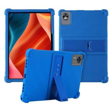 Imagem de Capa para tablet DOOGEE T40 Pro de 12 polegadas, capa protetora de silicone macio, adequada para crianças, suporte ajustável, 4 cantos, à prova de choque, azul marinho