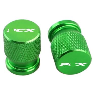 Imagem de Compatível com PCX 125 PCX125 PCX 150 PCX150 PCX 160 PCX160 tampas de válvula de alumínio conjunto de tampas de pneu capas resistentes à corrosão (verde)
