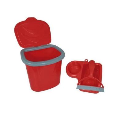 Imagem de Kit para pia com lixeira, rodo e porta detergente colors