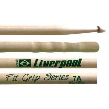 Imagem de Baqueta Liverpool Fit Grip Marfim Padrão 7A FIT7AM com Cabo Ondulado Ponta de Madeira