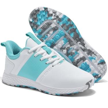 Imagem de ULTIANT Tênis esportivo feminino à prova d'água sem pontas para golfe tamanho 34-39, Branco_azul, 35