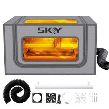 Imagem de Lutyr Caixa de gravação a laser integrada Skpuphy com luz LED, kit de ventilação, serve para a maioria dos cortadores a laser, isola contra fumaça, odor e ruído, proteção ocular 720 * 720 * 400 mm