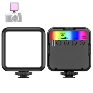 Imagem de 64 RGB COB Luz de vídeo, mini cubo de luzes, luz de câmera de LED 360°, iluminação de vídeo portátil colorida, recarregável de 1800 mAh, designs magnéticos e 13 efeitos de luz dinâmicos, Preto