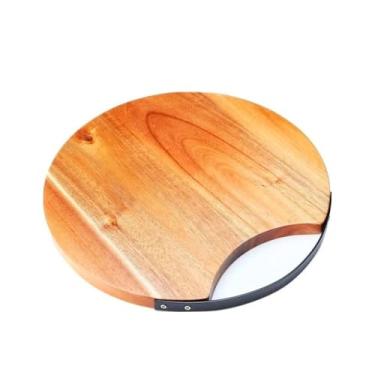 Imagem de Tábua de Corte Redonda Madeira Alça Metal 30cm - James F
