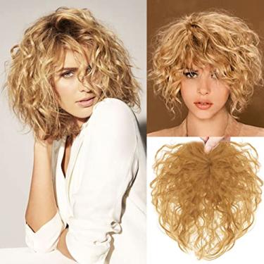 Imagem de Bangkok Peruca inteligente fofa e encaracolada com clipe de 15 cm em base rosa para cabelo fino, mini linha de cabelo natural (13 x 13 cm, nº 103)