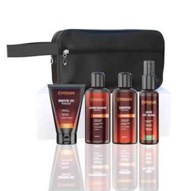 Imagem de Kit Barbear Masculino Completo Shampoo Condicionador Gel Loção Pós Barba Necessaire Barba Cabelo Bigode (Floresta (Amadeirado) + Necessaire Preta)