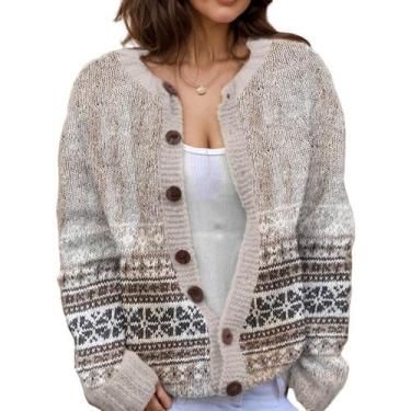 Imagem de Suéter de malha feminino Akivide com estampa floral de outono