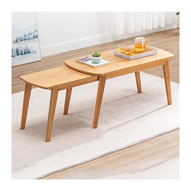 Imagem de Mesa lateral mesa de chá, sala de estar, mesa de centro retrátil, mesa lateral, retangular, L 90 × P 40 × A 48 cm para quarto, sala de estar, sofá (cor: marrom) (natural)