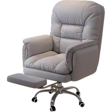 Imagem de Cadeira De Escritório Em Casa, Cadeira De Escritório Ergonômica, Cadeira De Computador Reclinável Estofada De 360 ° Com Encosto Inclinável, Cadeira De Mesa Aj, White, With Footrest