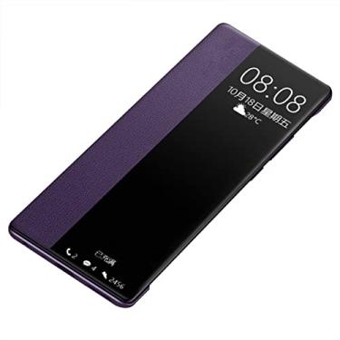 Imagem de MUENG Capa Flip Clear Smart View para Oneplus 10/10 Pro 5G, capa de couro com proteção de 360°, capa de proteção de 360° translúcida, suporte para carregamento sem fio