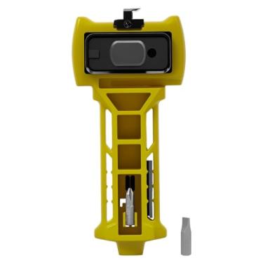 Imagem de Kit de instalação de trava de porta de plástico com posicionamento preciso e fecho reversível com lâmina substituível (amarelo)