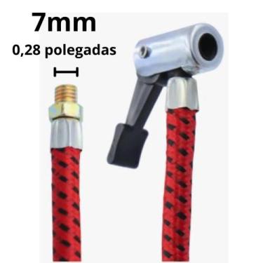 Imagem de Mangueira Bico Reparo Bomba De Ar Encher Pneu Original 70cm - extensão