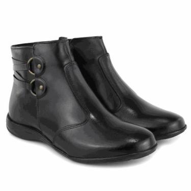 Imagem de Bota Coturno Feminina Couro Cano Médio Fivela Conforto - De Griffe, 36