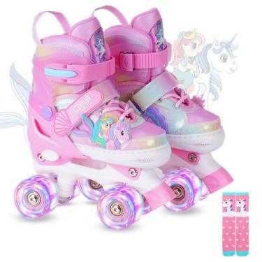 Imagem de Patins Gingili Life com iluminação ajustável para meninas 3-12