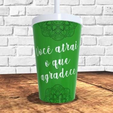 Imagem de Copo com canudo holográfico 550ml linha mandalas ref0241 - casa fé