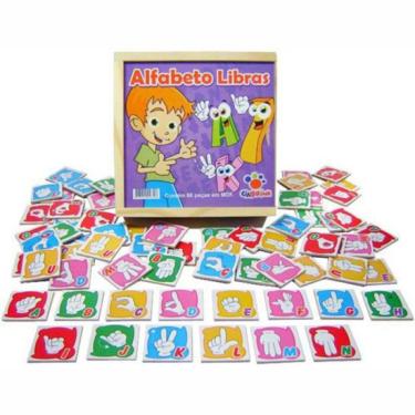Imagem de Alfabeto Libras em Madeira - 66 peças - Ciabrink