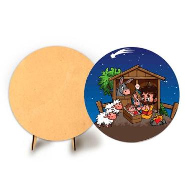 Imagem de Painel Redondo C Elastico 50cm Natal e Suporte MDF - Fadrix, NAT067