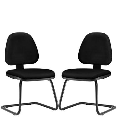 Imagem de Kit 02 Cadeiras Para Escritório Sky L02 Fixa Couro Sintético Preto - Lyam Decor