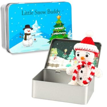 Imagem de JULEASEL Little Snowman Buddy, Cute Snowman in Tin Box, Travel Buddy, for Friend Coworkers, Xmas Party Decor