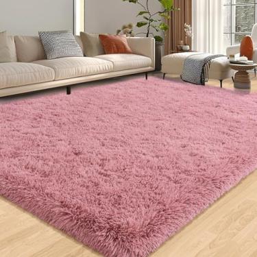 Imagem de Tapetes macios para sala de estar, tapetes macios e felpudos para quarto, tapete felpudo rosa blush, tapete felpudo aconchegante para decoração de casa de crianças, 1,8 x 2,5 m