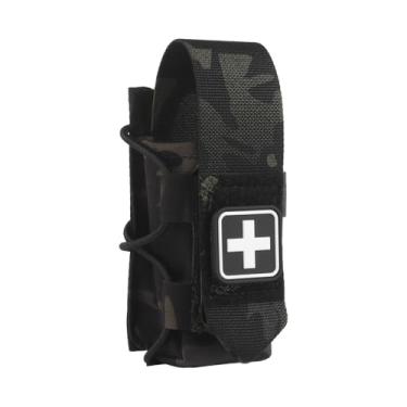 Imagem de Bolsa de torniquete para SAM XT/CAT/SOF, com aba de gancho para puxar rápido IFAK ou remover cordão elástico aberto, suporte de tecido durável MOLLE bolsa médica adequada para coletes táticos/cintos
