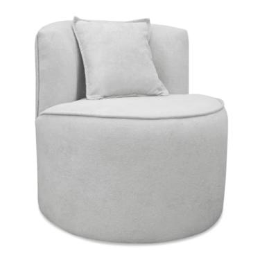 Imagem de Poltrona Pérola em Bouclé com Almofada - Design Moderno 74x58cm para Sala, Quarto e Cantinho de Leitura (Bege)