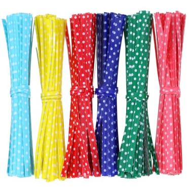 Imagem de 600 peças de laços torcidos para saco de bolinhas, 6 cores de abraçadeiras para plantas, sacos de pão de plástico coloridos de 10 cm para festas, doces, bolos de café, sacolas de presente e decoração