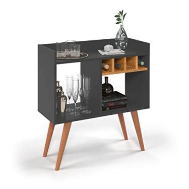 Imagem de Aparador Buffet com Adega 4 garrafas Rubi para Sala Sala de Jantar e Cozinha em MDP com Pintura UV (Cinza/Nature)